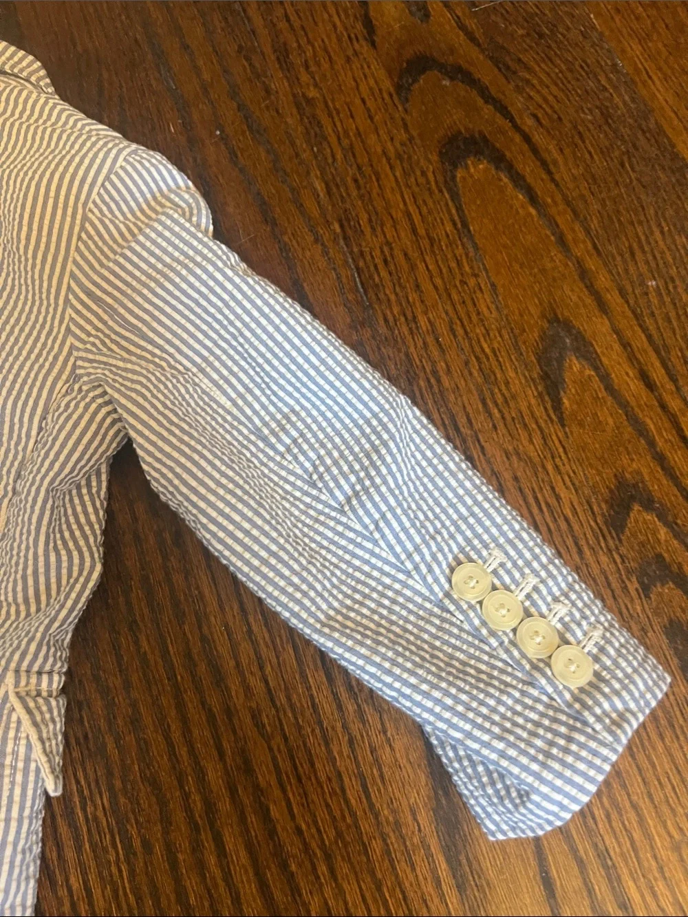 Polo by Ralph Lauren Light Blue & White Striped Seersucker Blazer